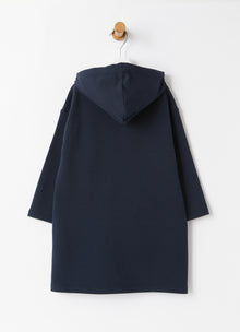 Hood And Pocket Fleece Dress | Blue/Ocean Blue
