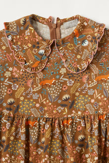 Fox Patterned Dress with Maxi Collar | Cinnamon