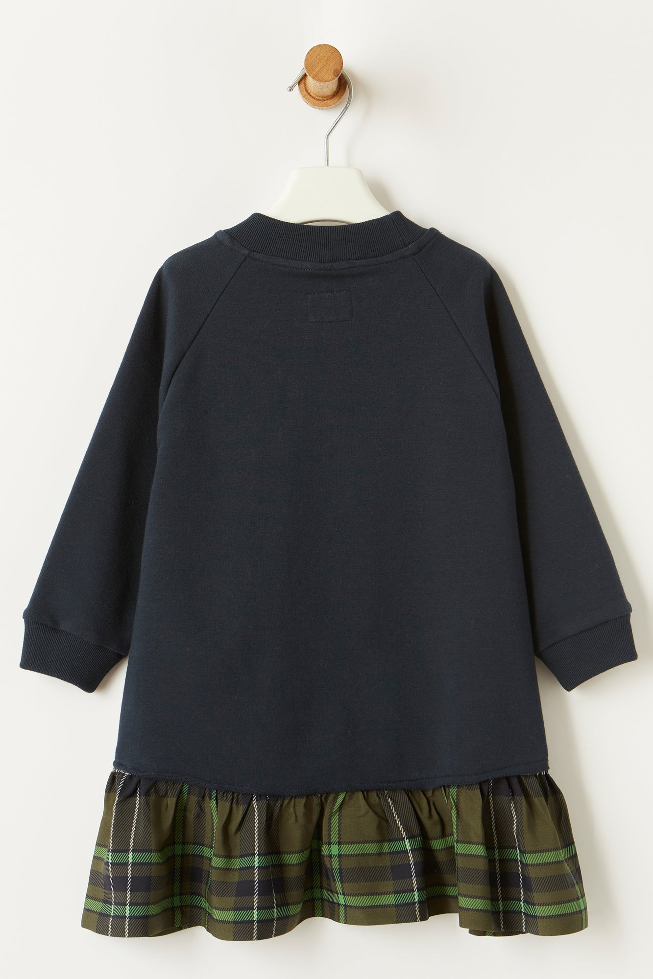 Fleece Dress with Check Flounce | Blue/Verde Trasparente