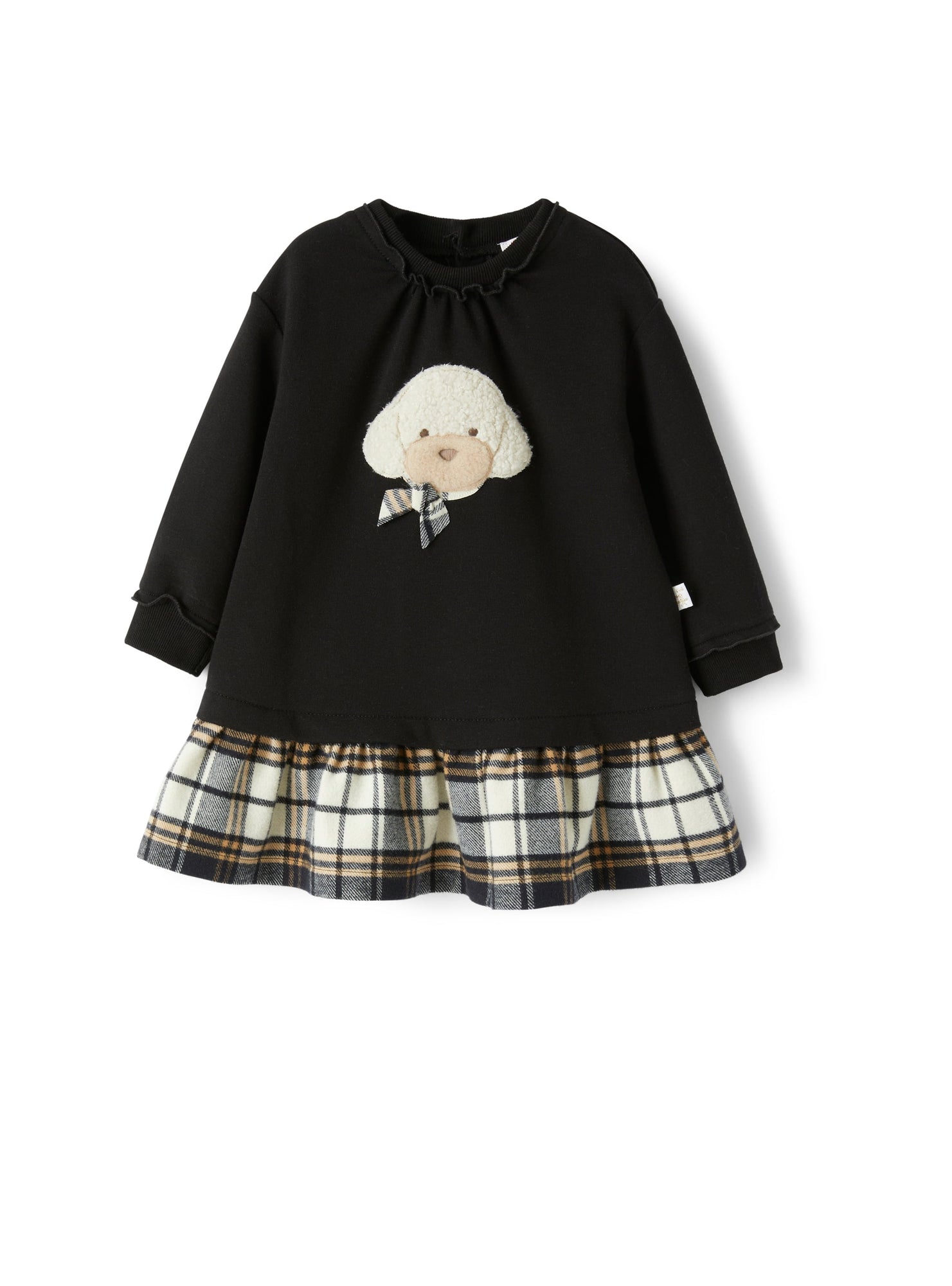Fleece Dress with Poodle Embellishment | Black/Black