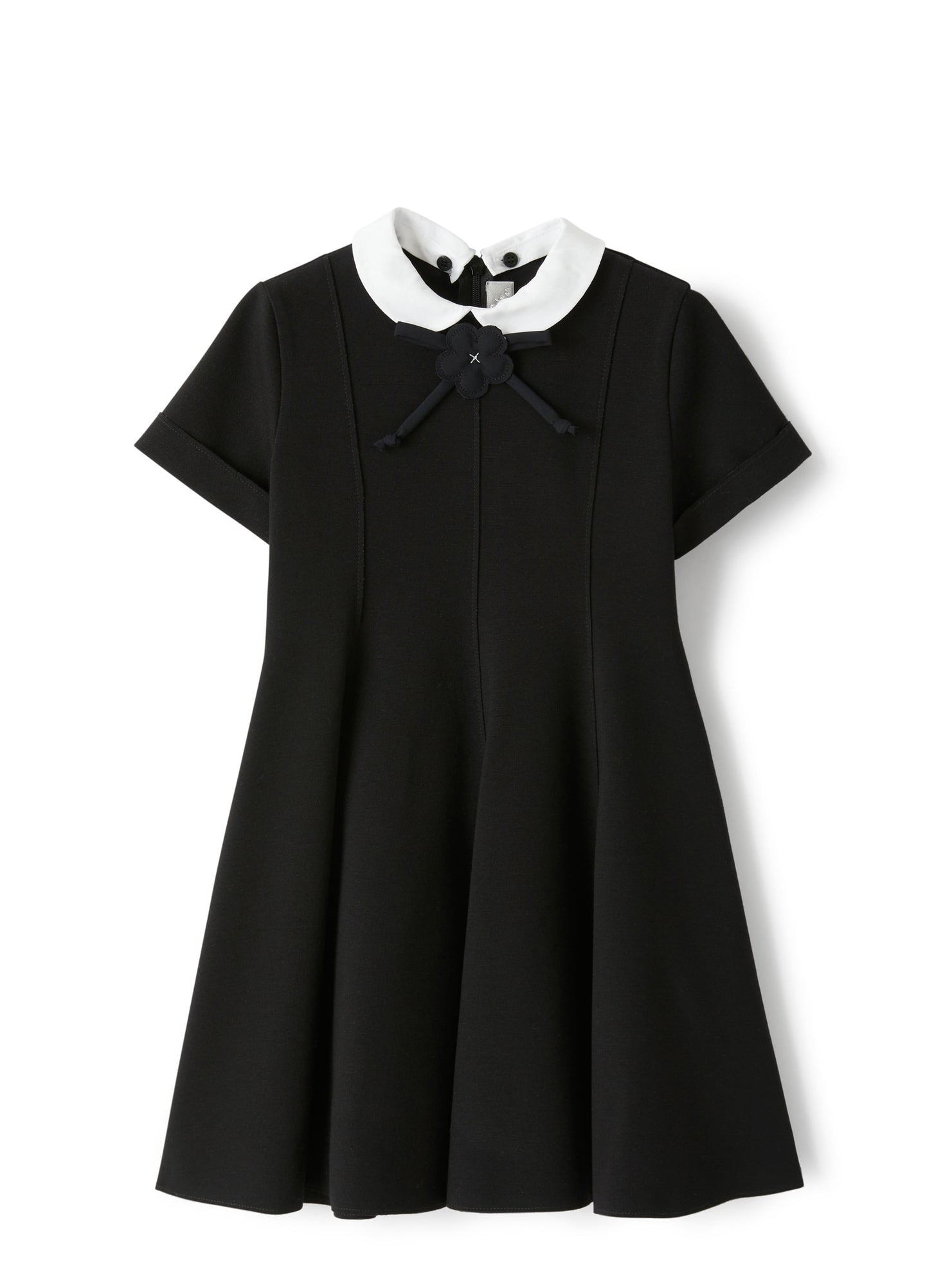 Dress in Milano Stitch with Collar | Black
