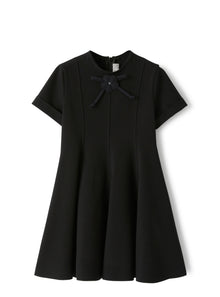 Dress in Milano Stitch with Collar | Black