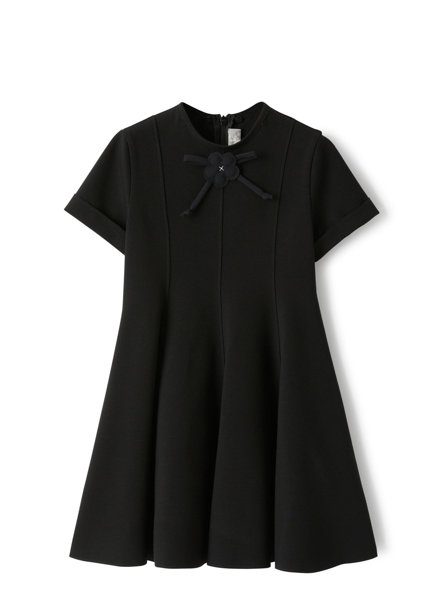 Dress in Milano Stitch with Collar | Black
