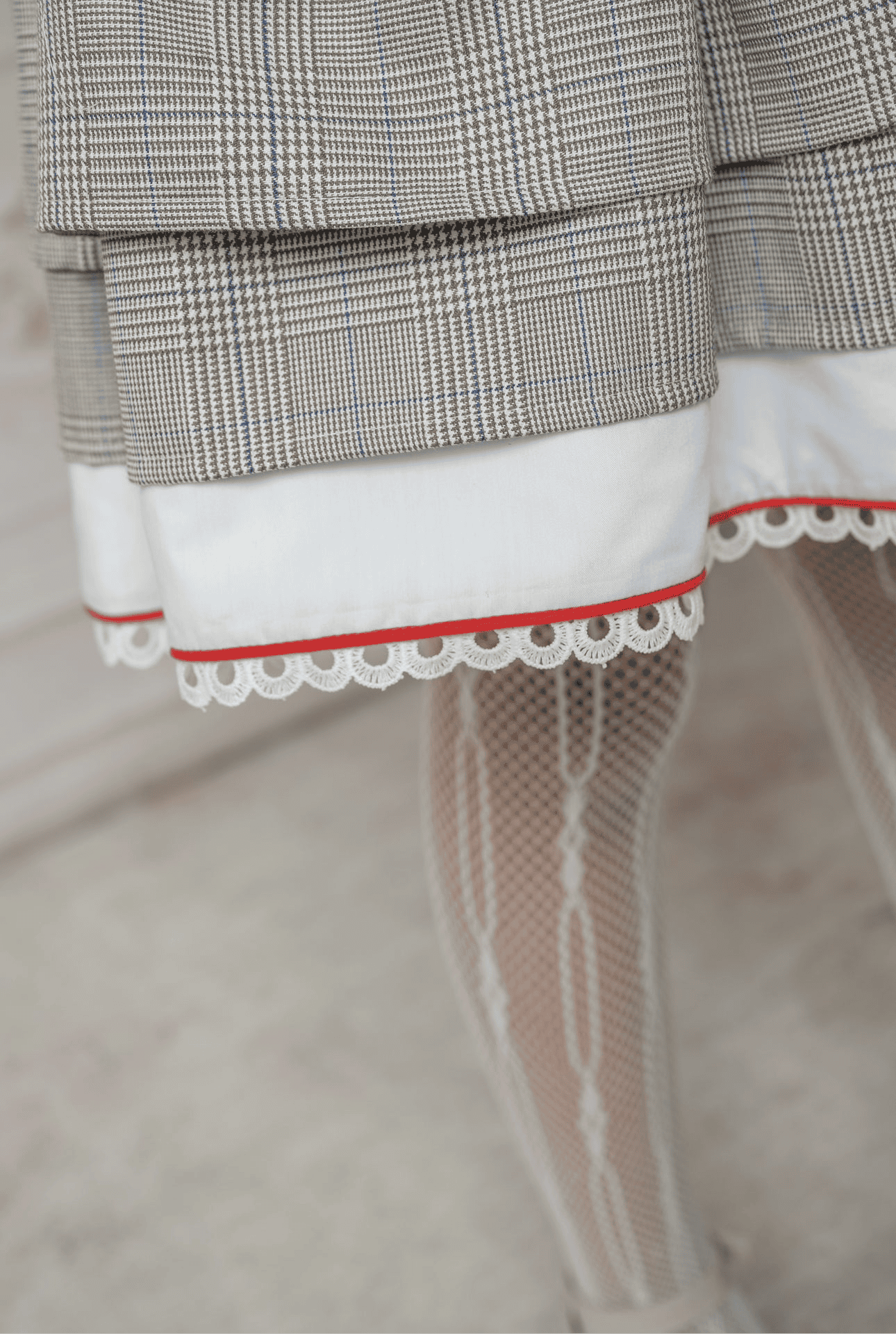 Girl | Georgina Tartan Print Dress with Bow | White x Black x Red