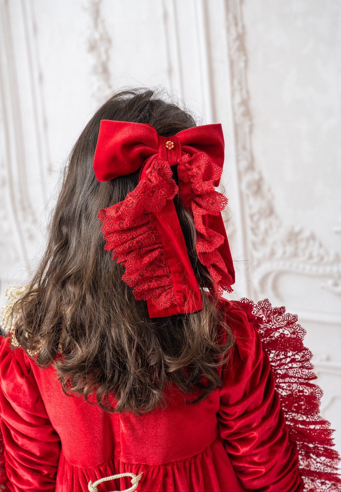Girl | Victoria Velvet Hair Bow | Red