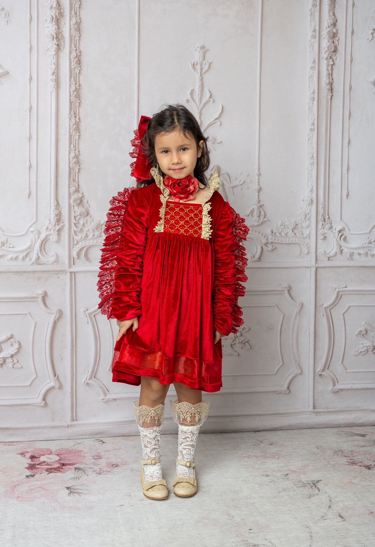 Girl | Victoria Velvet Hair Bow | Red