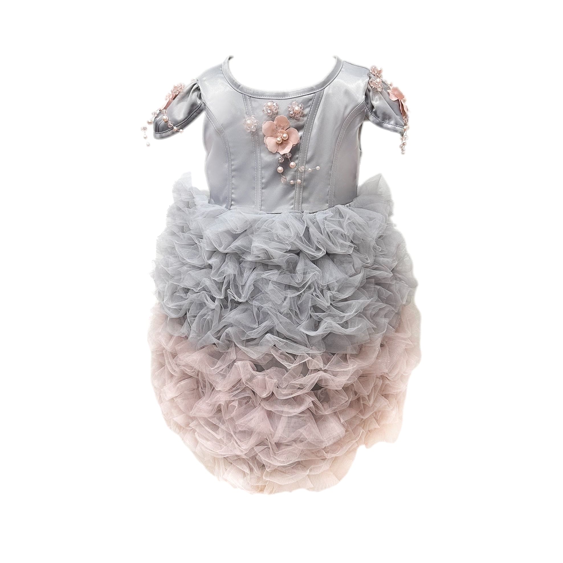 Girl | Mia Grey and Ombré Cupcake Tulle Dress | Gray x Pink