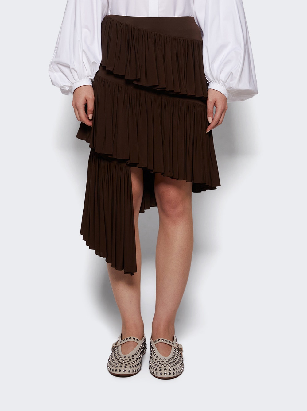 Women | ALAÏA | Spiral Skirt Chocolate | Brown