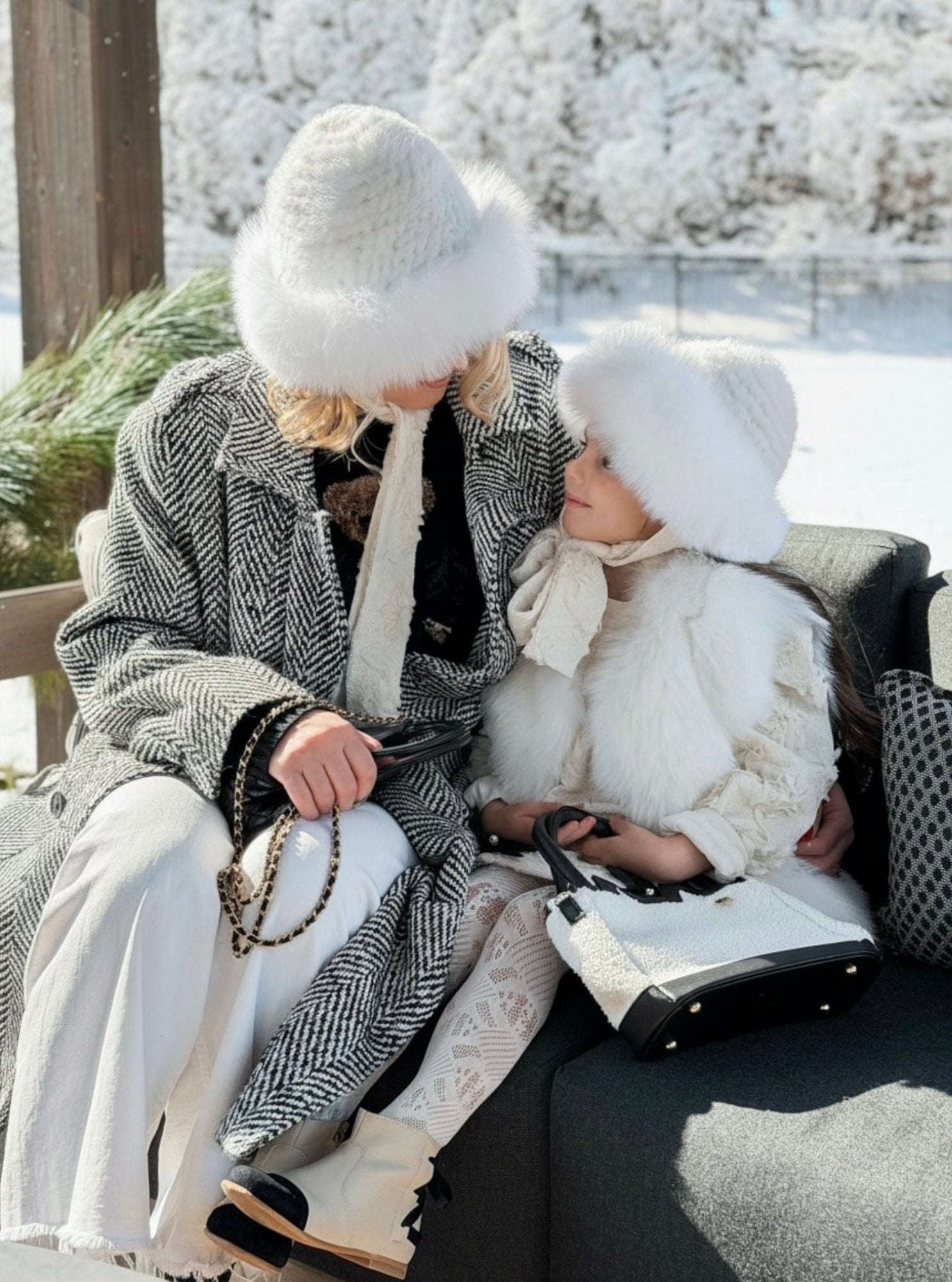 Girl | Ava Kids Fox Fur Hat | Ivory