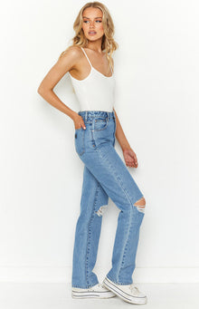 ABRAND A 94 High Straight Georgia Rip Jeans | Blue