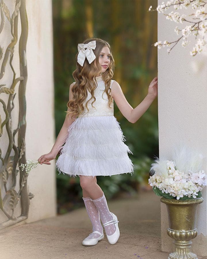 Girl | Eliza Feather Dress | Ivory