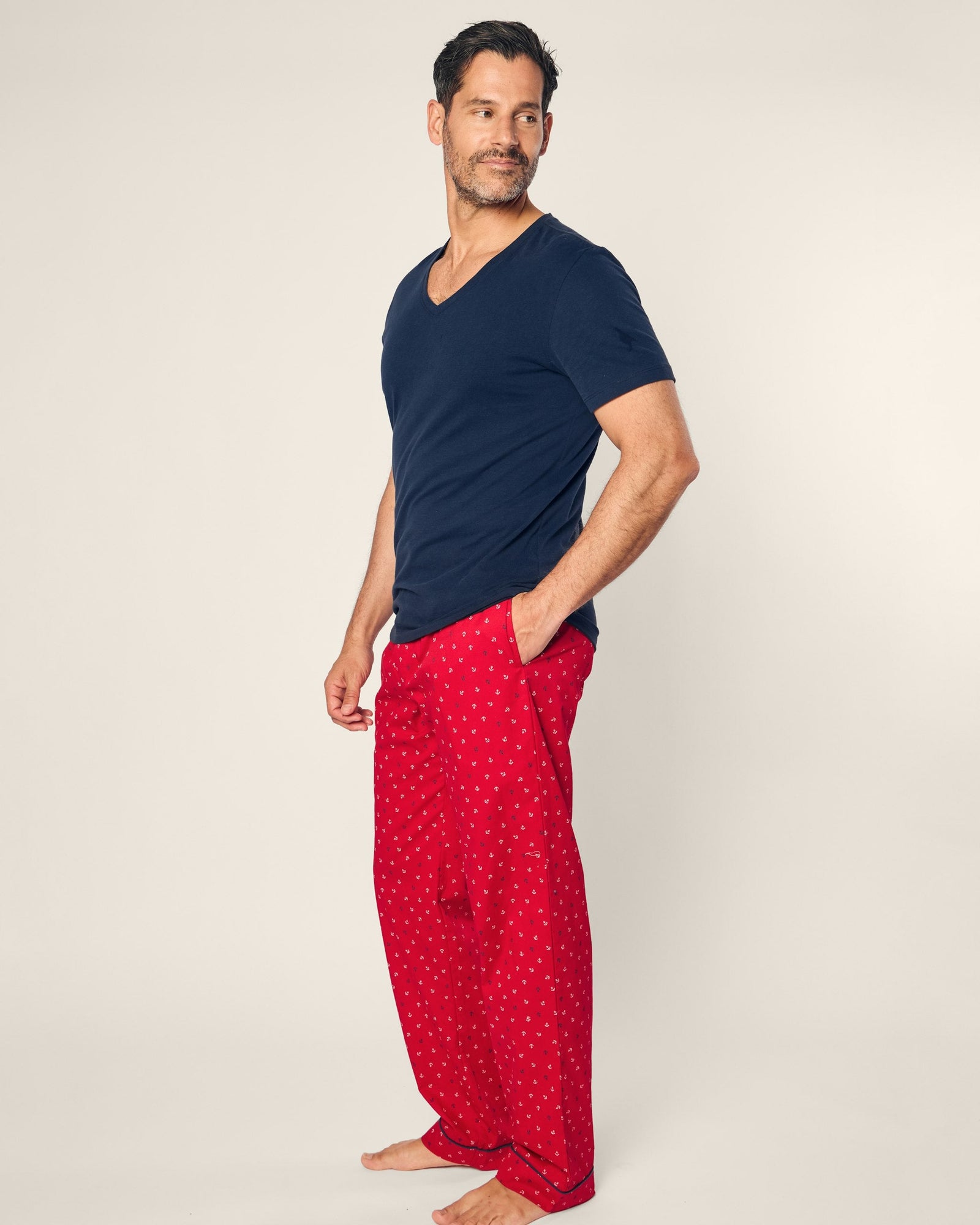 Men's Twill Pajama Pant in Coastal Charms in Anchors Away#Color_Anchors Away