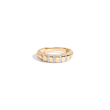 Lab Grown White Sapphire Striped Matrix Ring Vermeil Yellow Gold First