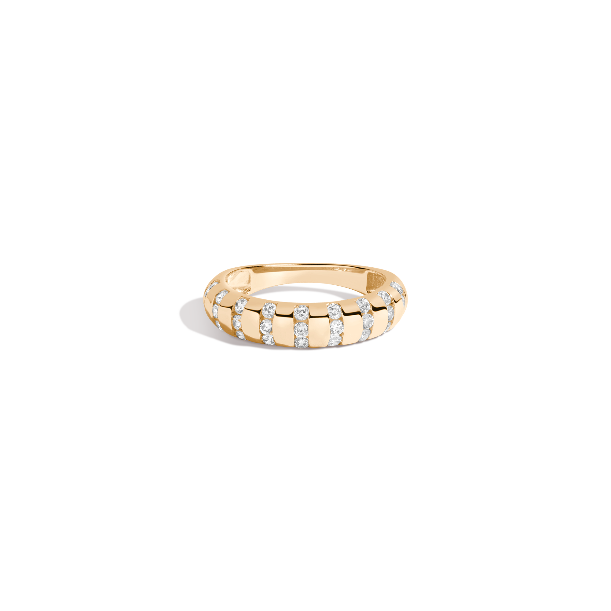 Lab Grown White Sapphire Striped Matrix Ring Vermeil Yellow Gold First