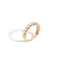 Lab Grown White Sapphire Striped Matrix Ring Vermeil Yellow Gold