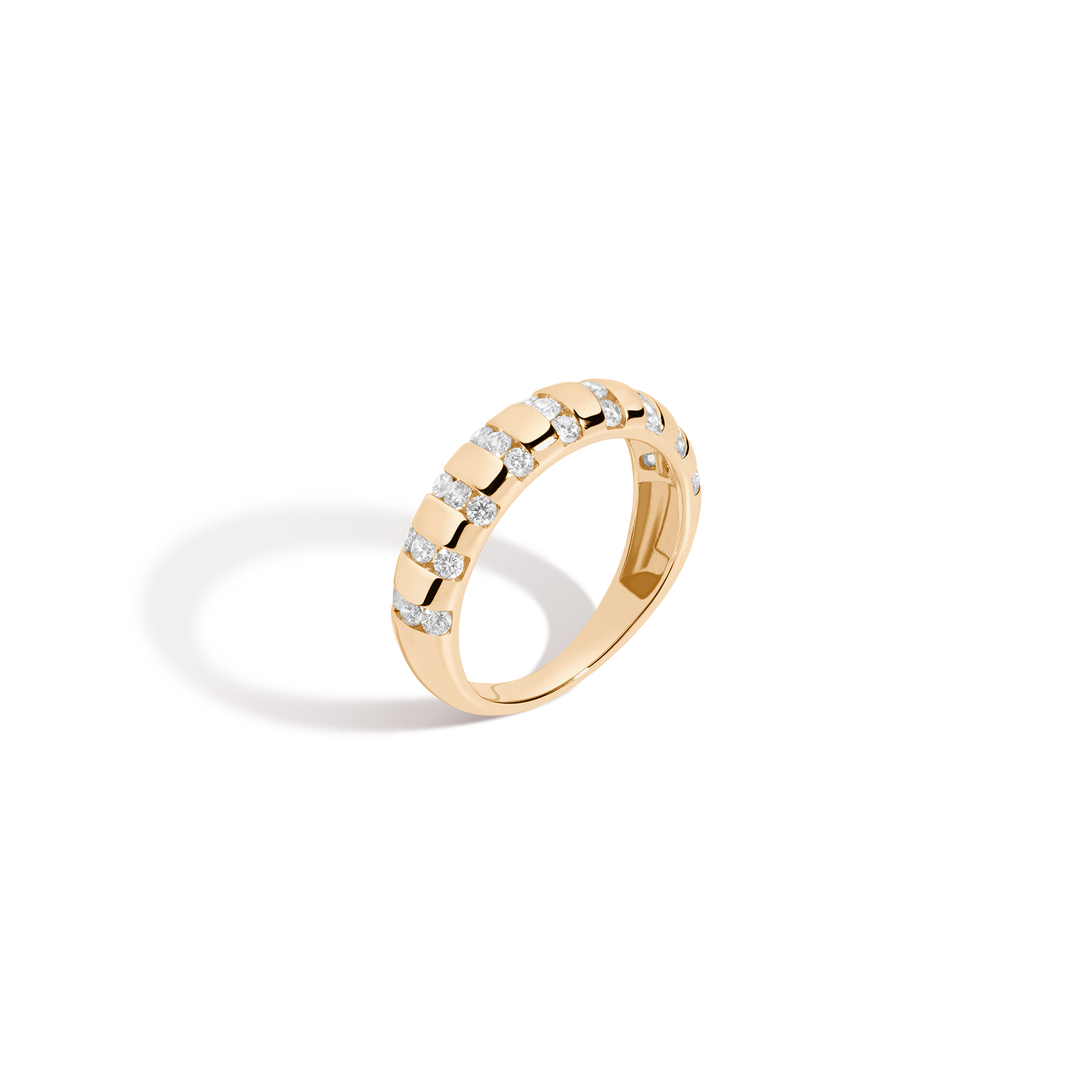 Lab Grown White Sapphire Striped Matrix Ring Vermeil Yellow Gold
