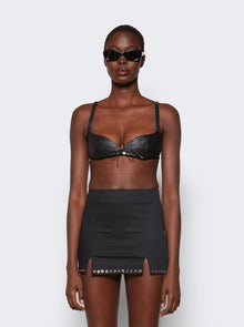 Women | Ludovic De Saint Sernin | Easy Cleavage Leather Bra | Black