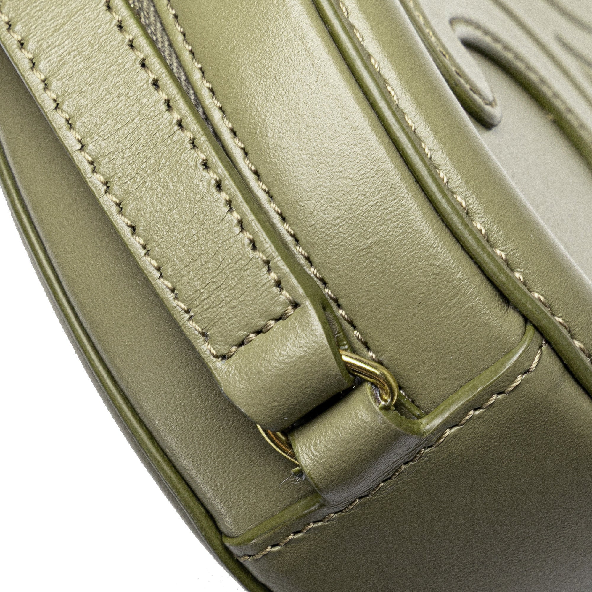 Celine | Pre-Owned Small Calfskin Cuir Triomphe Oval Crossbody | Green/Olive Green