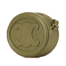 Celine | Pre-Owned Small Calfskin Cuir Triomphe Oval Crossbody | Green/Olive Green