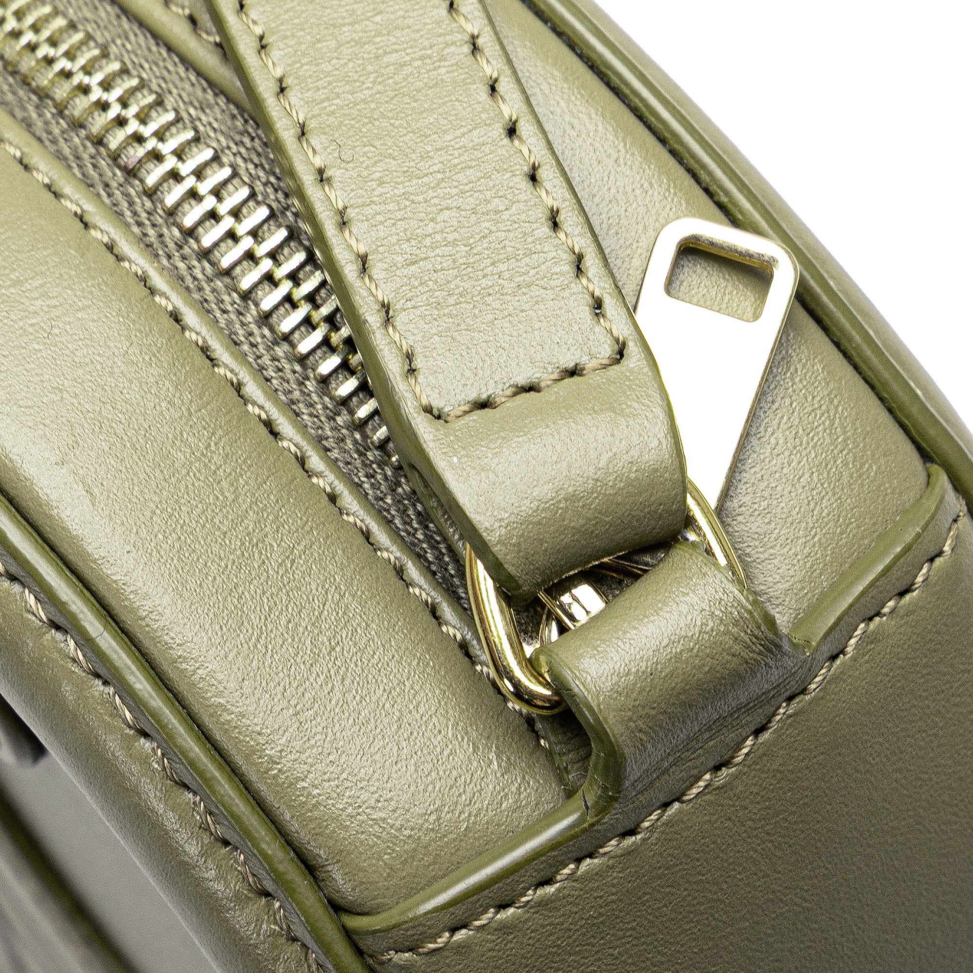 Celine | Pre-Owned Small Calfskin Cuir Triomphe Oval Crossbody | Green/Olive Green