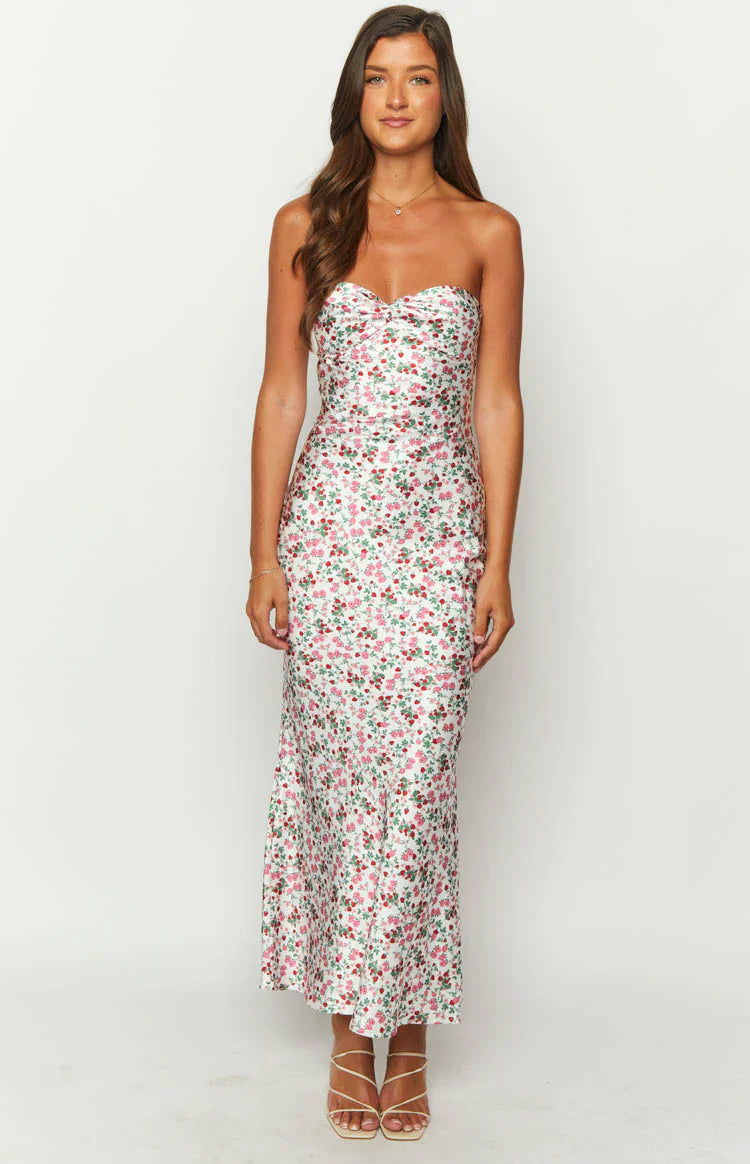 Abbie Floral Maxi Formal Dress | White