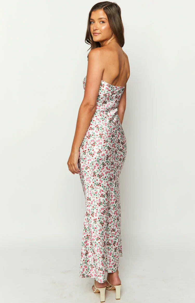 Abbie Floral Maxi Formal Dress | White