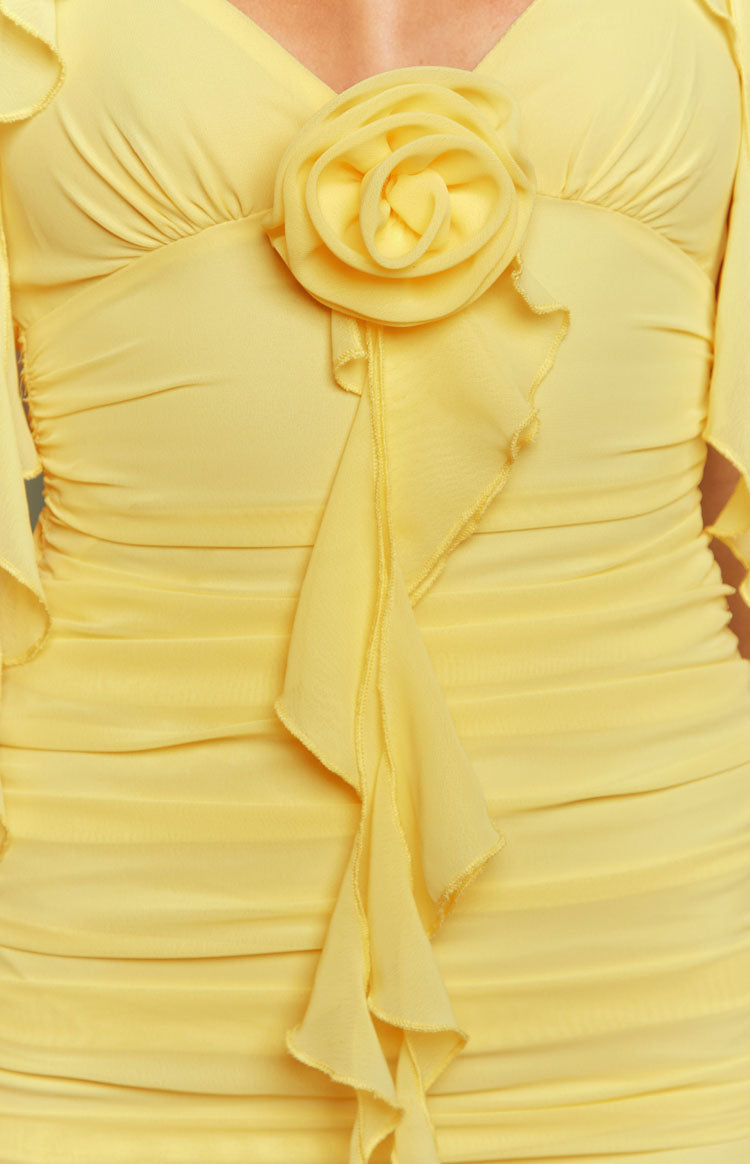 Aella Ruffle Mini Dress | Yellow