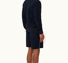 Afador Towelling O.B Stripe Tipping Towelling Sweat Shorts | Navy