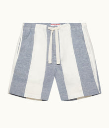 Alex Relaxed Fit Stripe Linen Shorts | Bergamo Blue/White Stripe