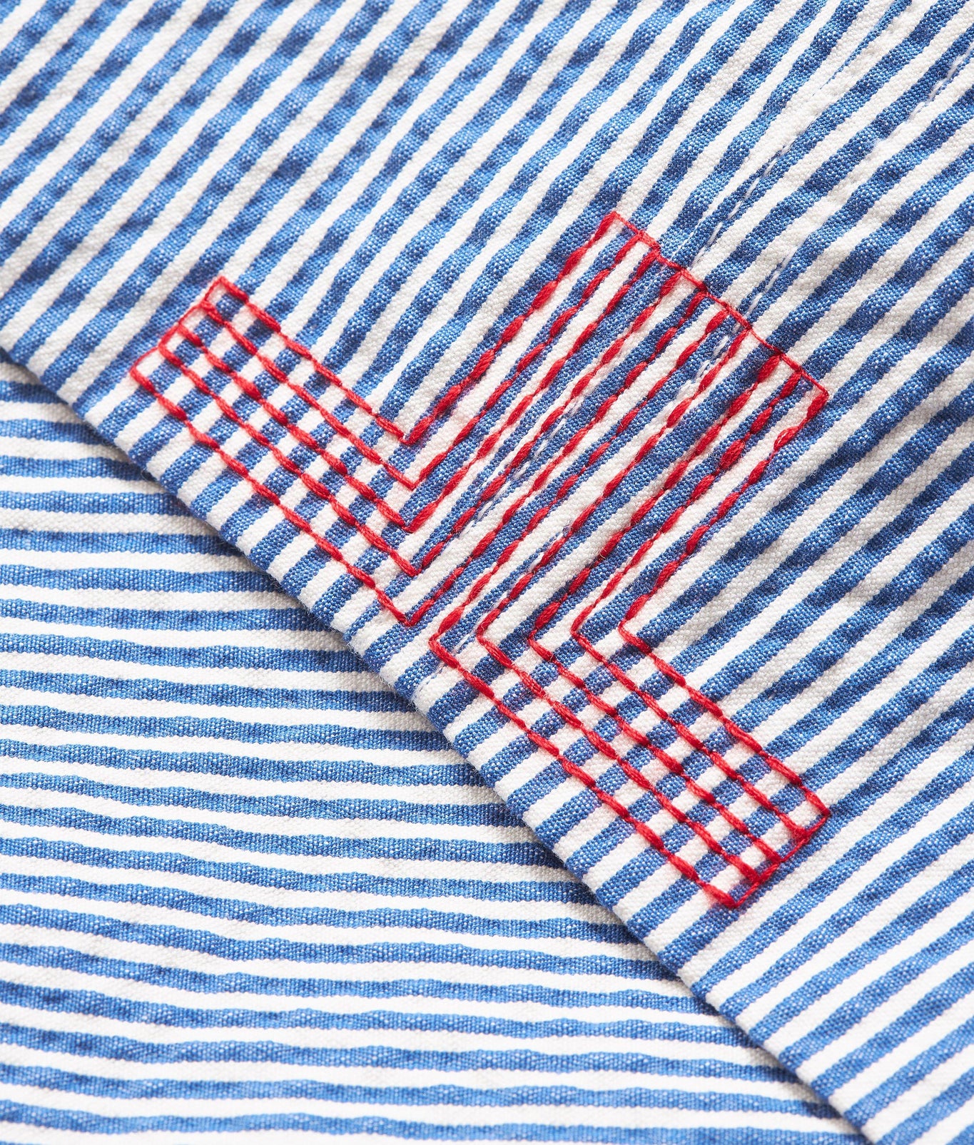 Alex Seersucker Seersucker Relaxed Fit Drawcord Trousers | Blueberry/White Stripe