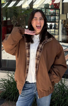 All I Wanted Puffer Jacket | Brown Plaid