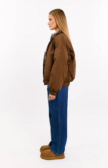 All I Wanted Puffer Jacket | Brown Plaid