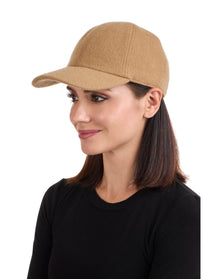 Amicale Cashmere | Women | Cashmere Blend Knit Baseball Cap | Camel