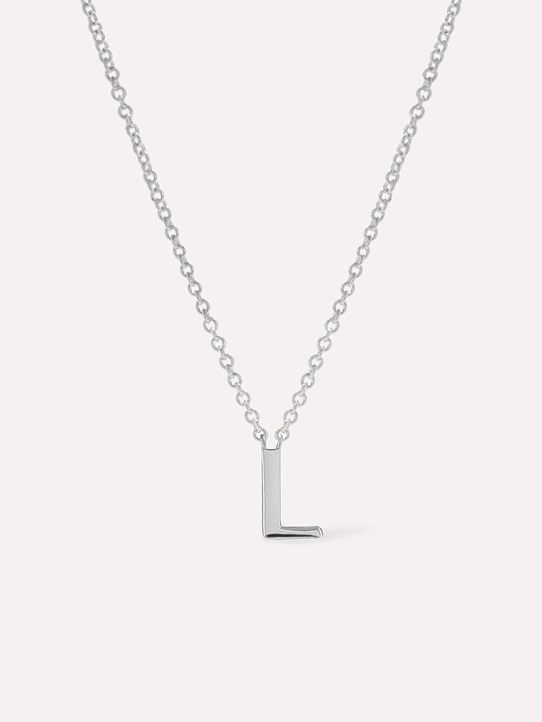 Silver Initial Necklace - Letter Necklace | Rhodium-Plated Sterling Silver
