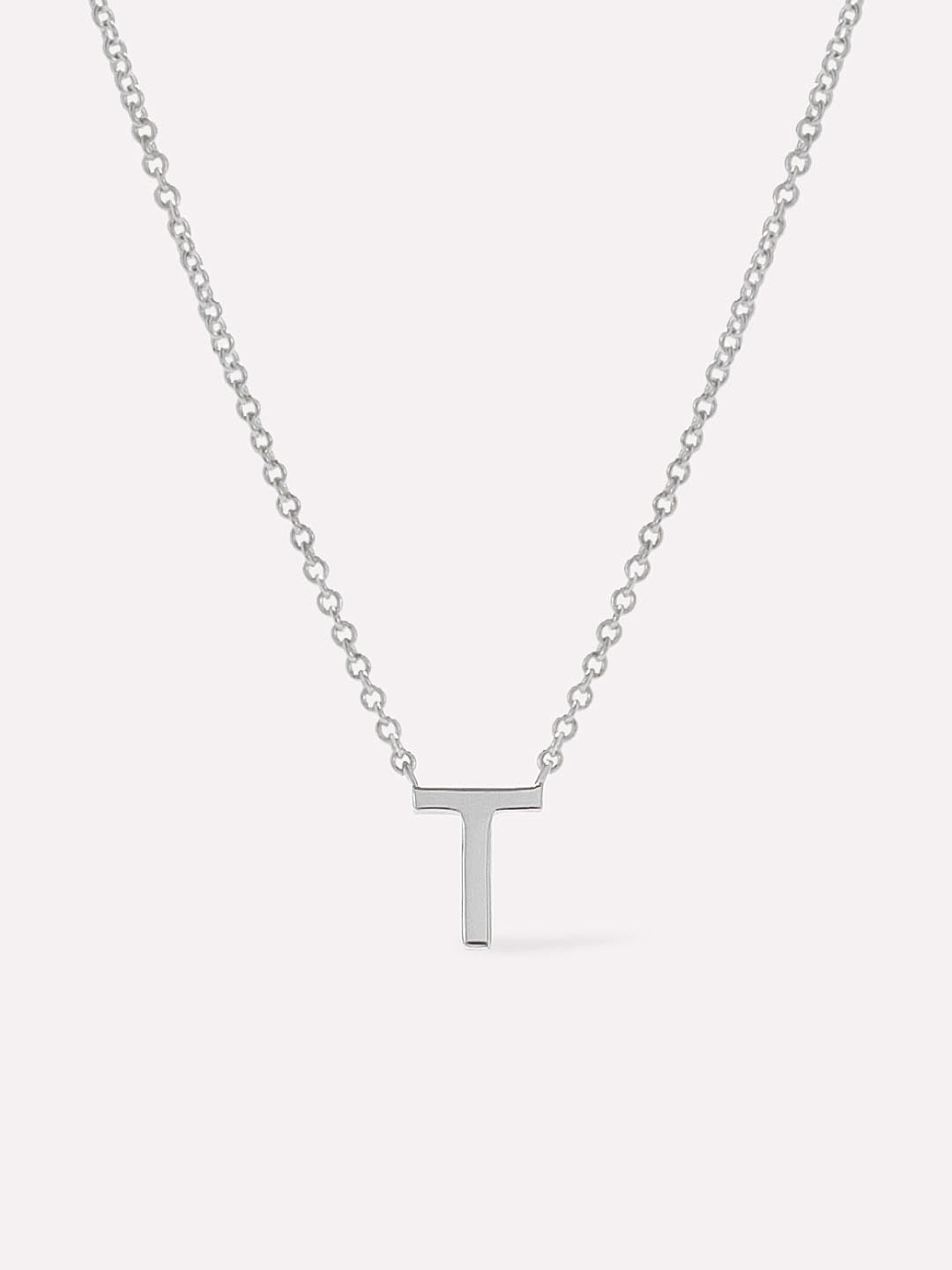 Silver Initial Necklace - Letter Necklace | Rhodium-Plated Sterling Silver