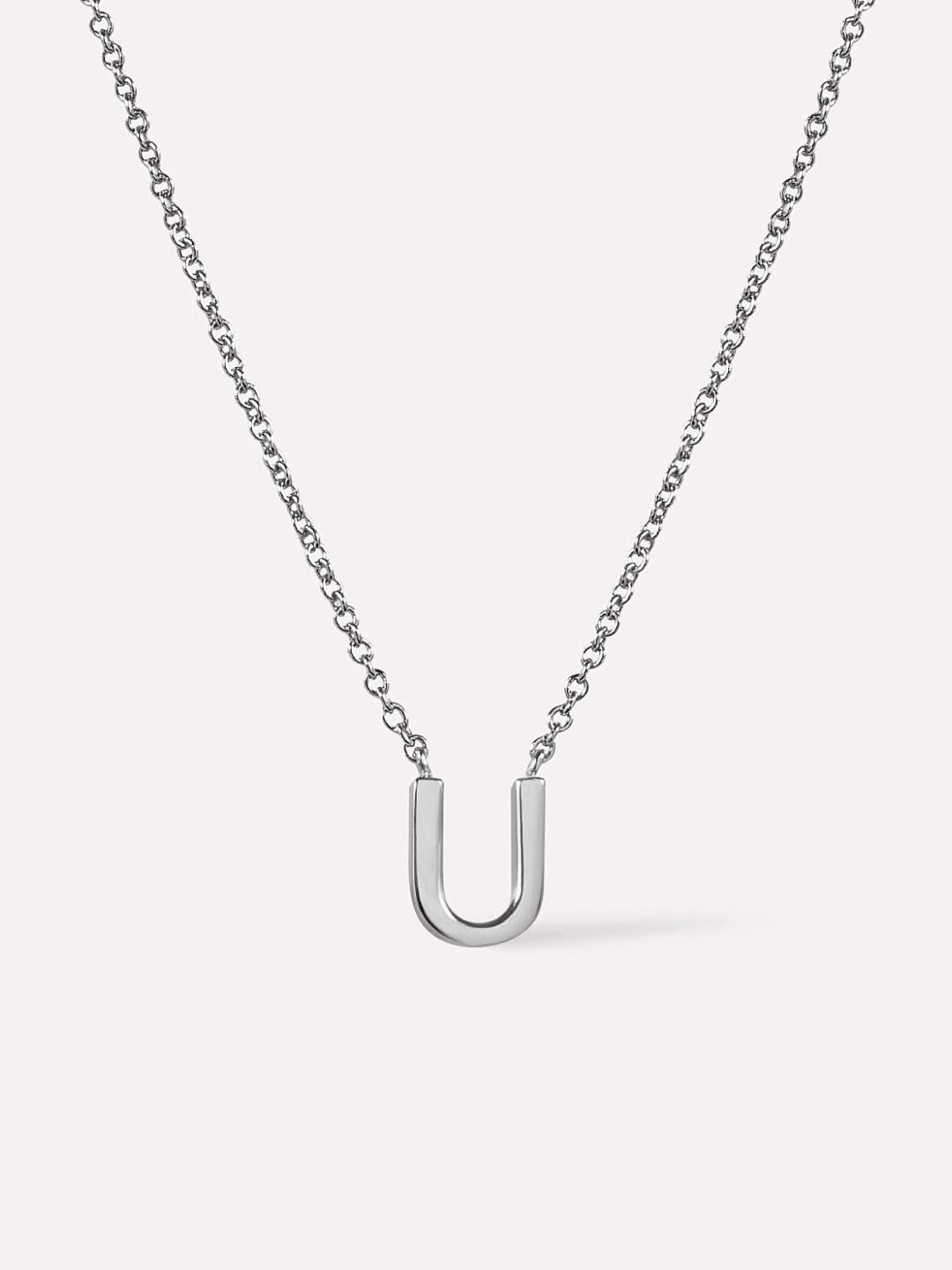 Silver Initial Necklace - Letter Necklace | Rhodium-Plated Sterling Silver