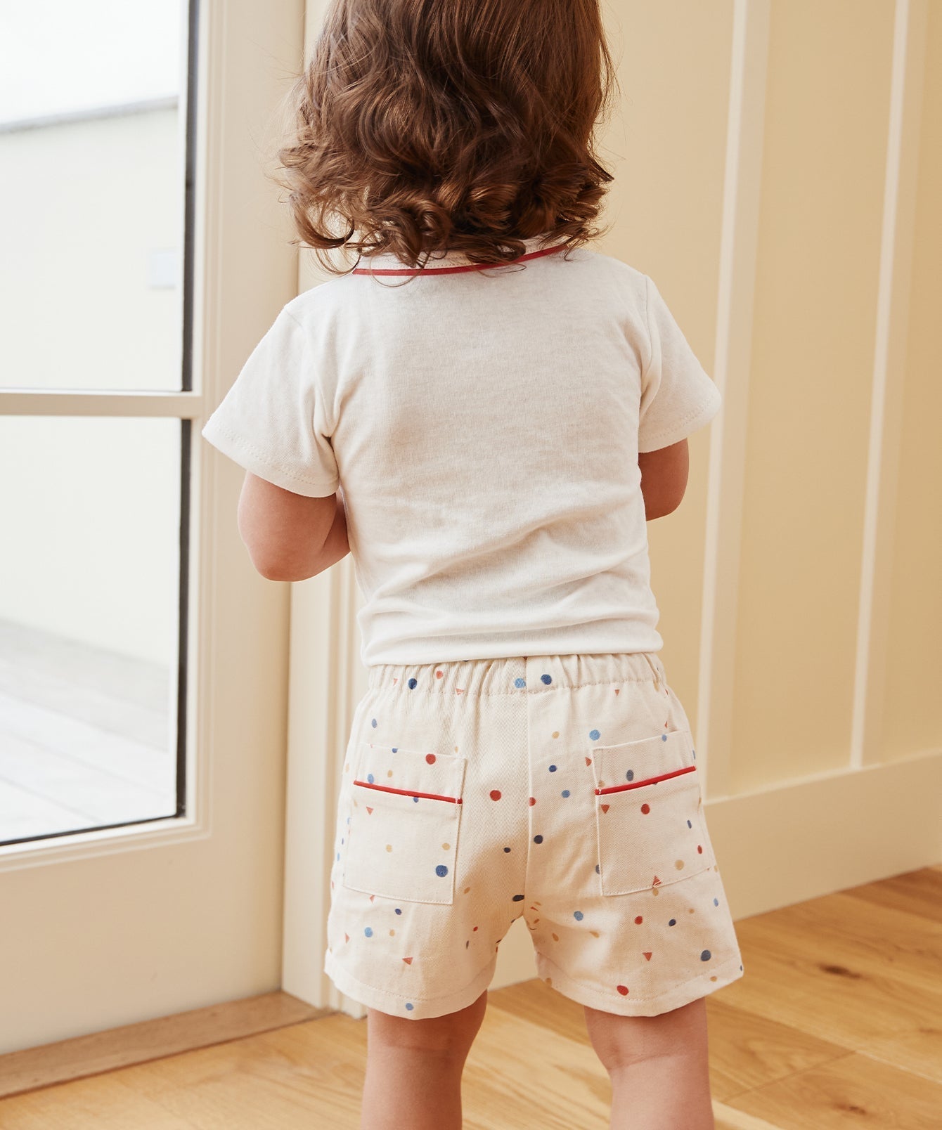 Kids Unisex | Crossbody Short Sleeve One-piece | White/Red