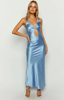 Attina Satin Maxi Dress | Blue