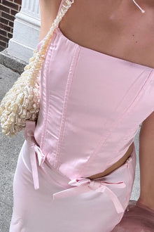 Azriel Satin Bow Maxi Skirt | Pink