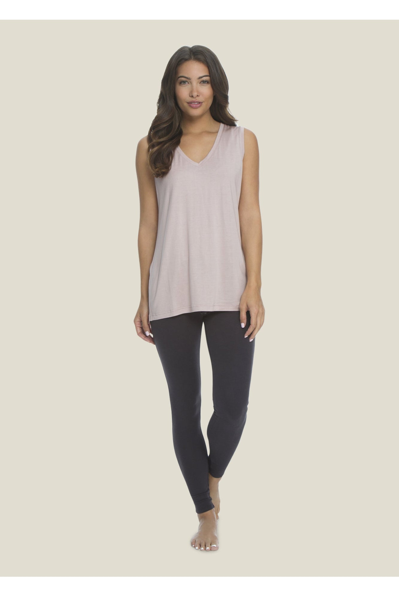 Womens | Sleeveless Modal V-Neck | Faded Rose