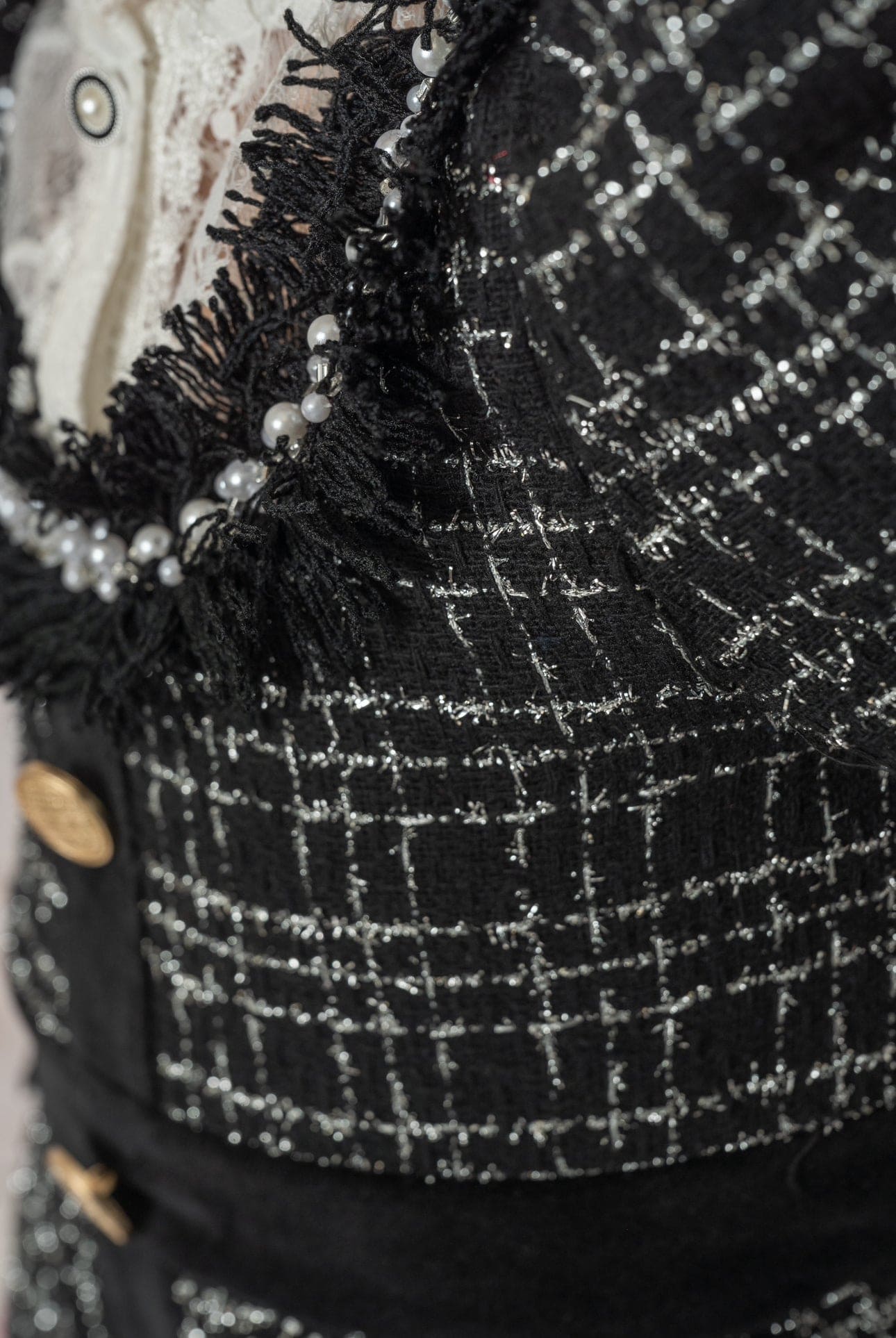 Girl | Orea and Tweed Dress | Black x Silver