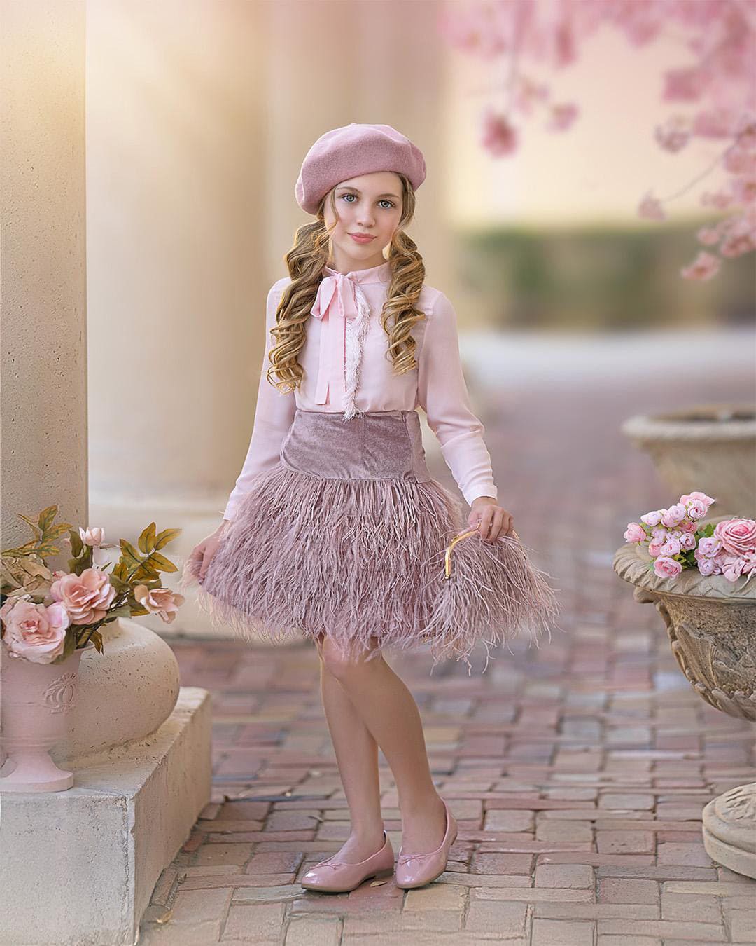 Girl | Feather Skirt | Dusty Pink