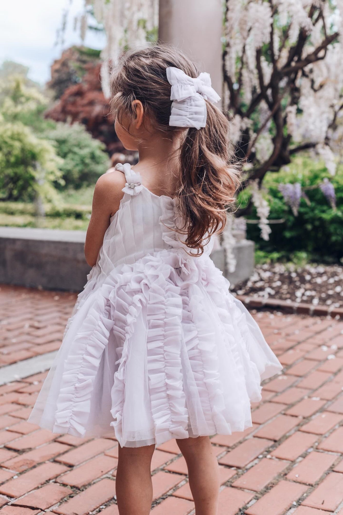 Girl | Ariel Ruffle Tulle Hair Bow | Lavender