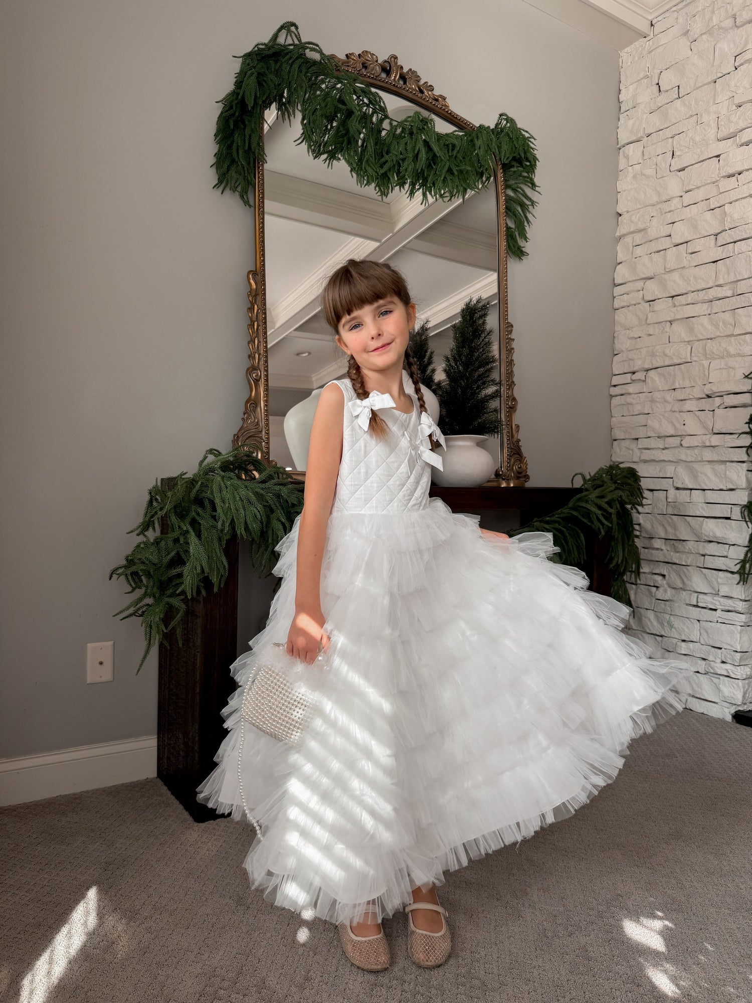 Girl | Poppy Quilted Dress | White