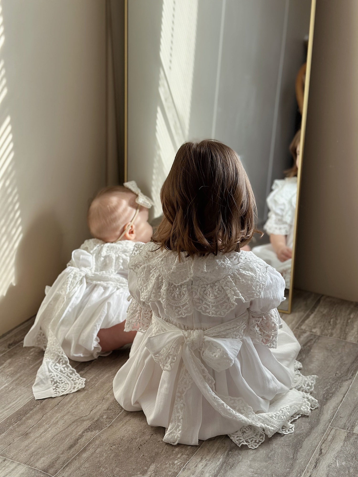 Girl | Katherine Embroidered Linen Romper | White