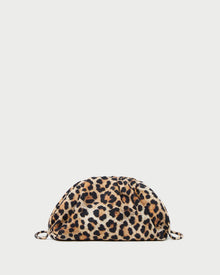 Bailey Leopard Jersey Dome Clutch in leopard print jersey fabric.