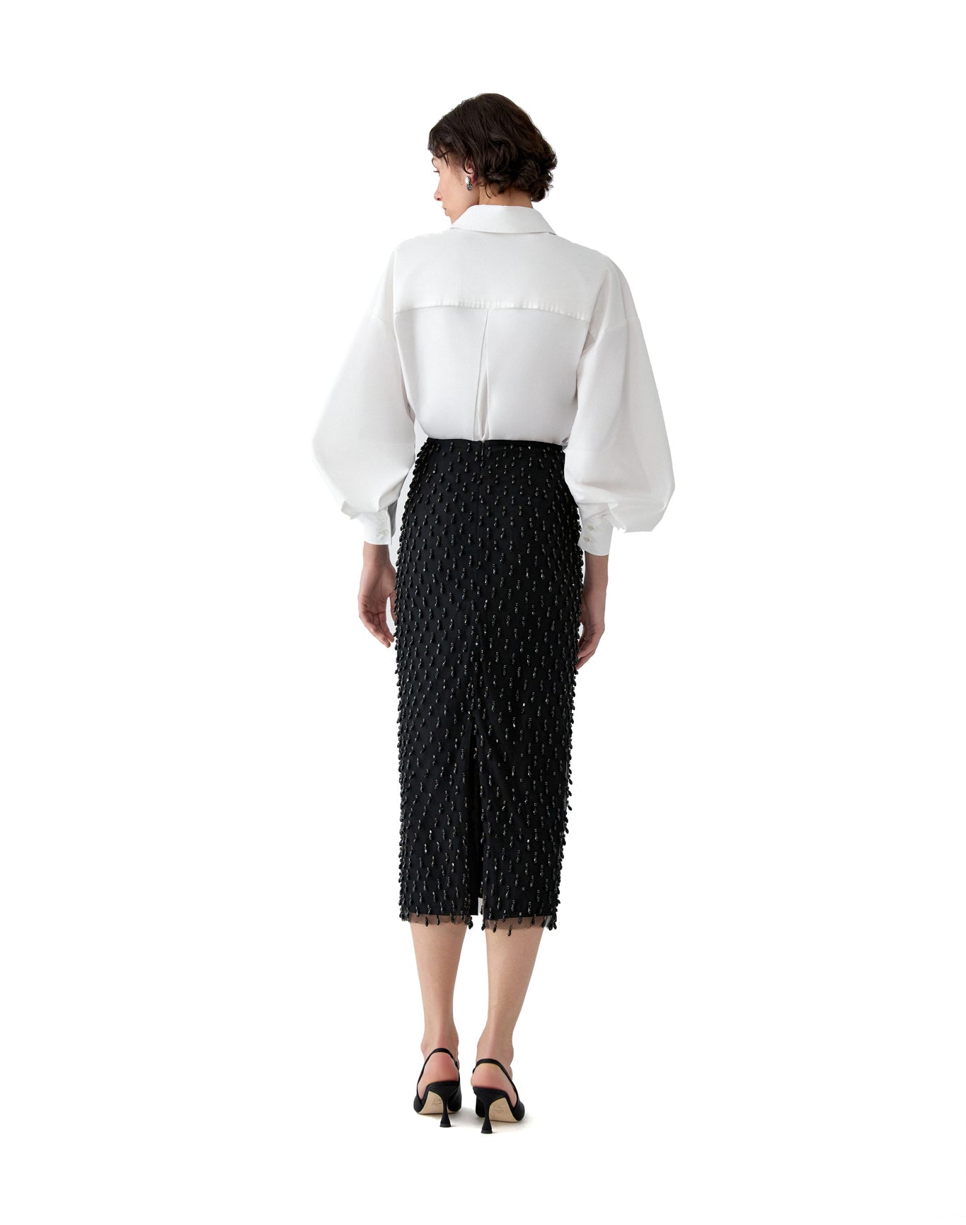Embroidered Pencil Skirt | Black