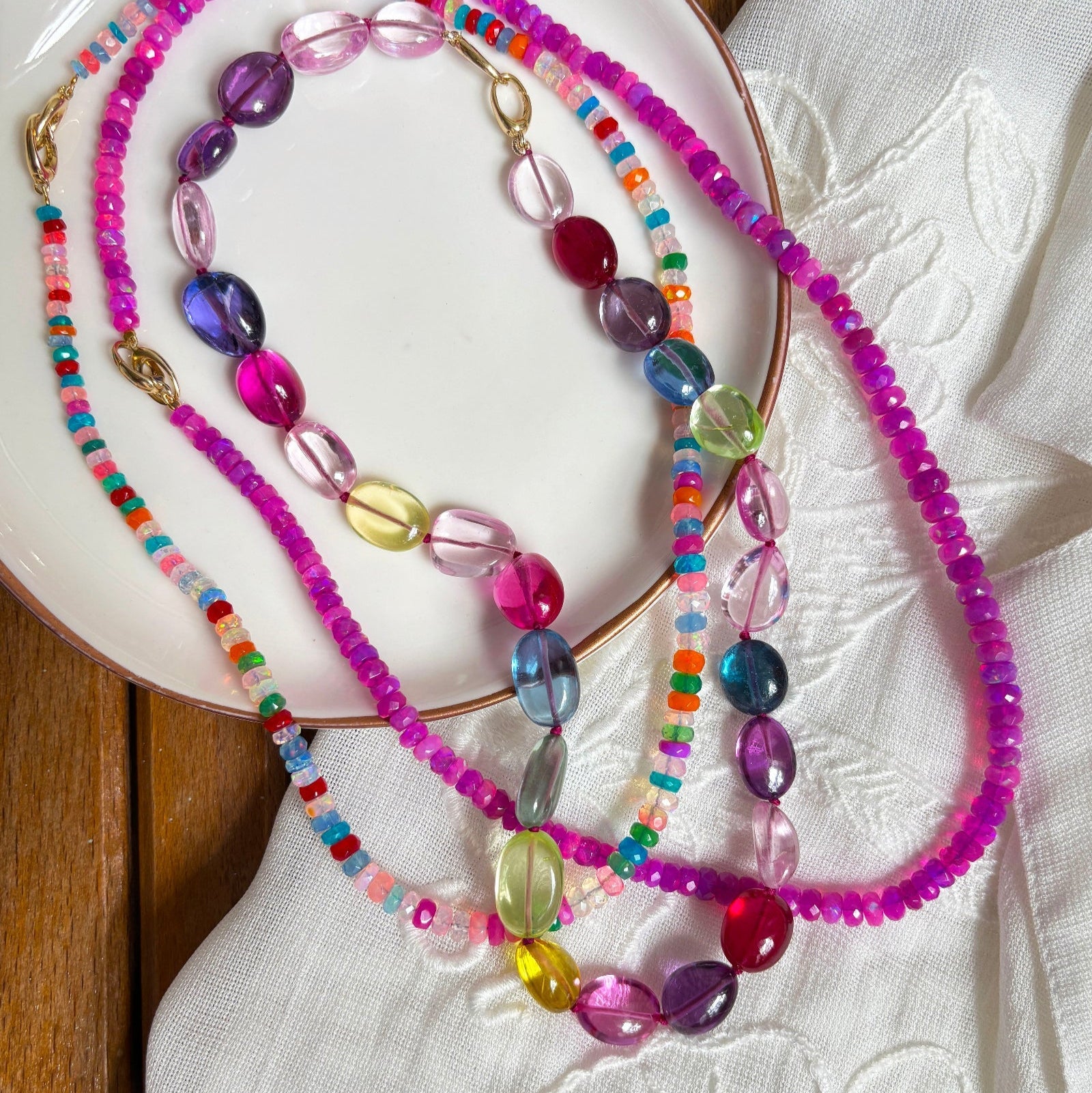 Tie-Dye Faceted Opal Necklace