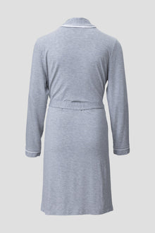 Youth | Malibu Collection Soft Jersey Piped Robe | Heathered Gray/White