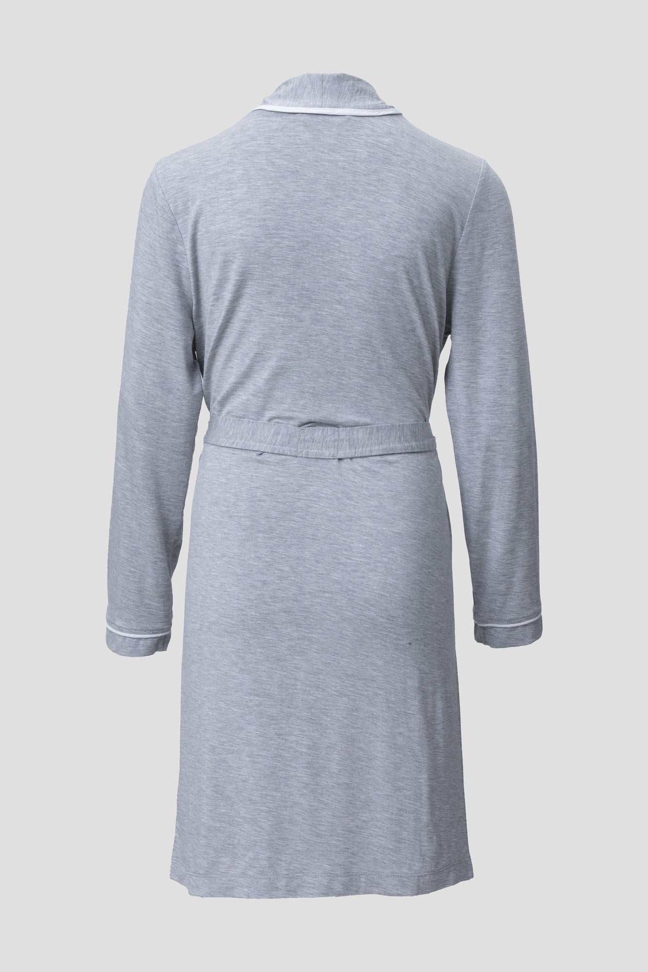 Youth | Malibu Collection Soft Jersey Piped Robe | Heathered Gray/White